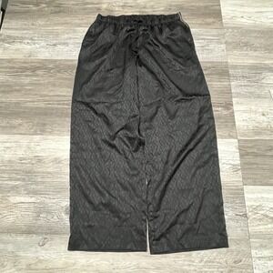 Victoria's Secret Logo Pattern Wide Leg Pants L Lounge Pajama Bottoms Satin